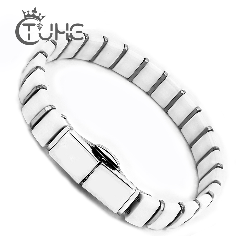 Ceramic Link Bracelet - Branco preto masculino saúde pulseiras &