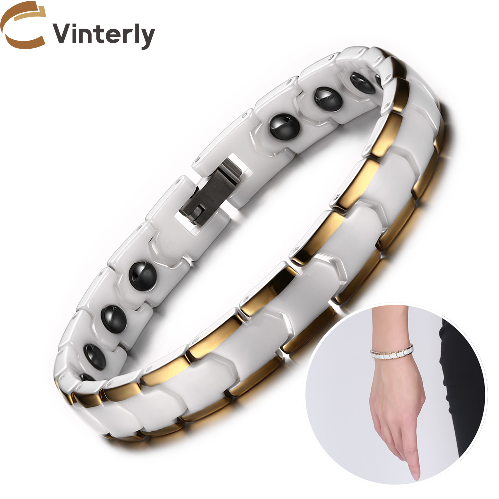 Ceramic Link Bracelet - Pulseiras vinterly para mulheres, antiarranhões, 9mm,