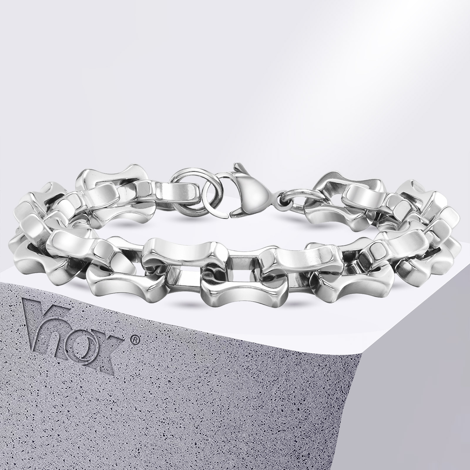 Ceramic Link Bracelet - Vnox-Pulseiras de Corrente Pesada Bold para