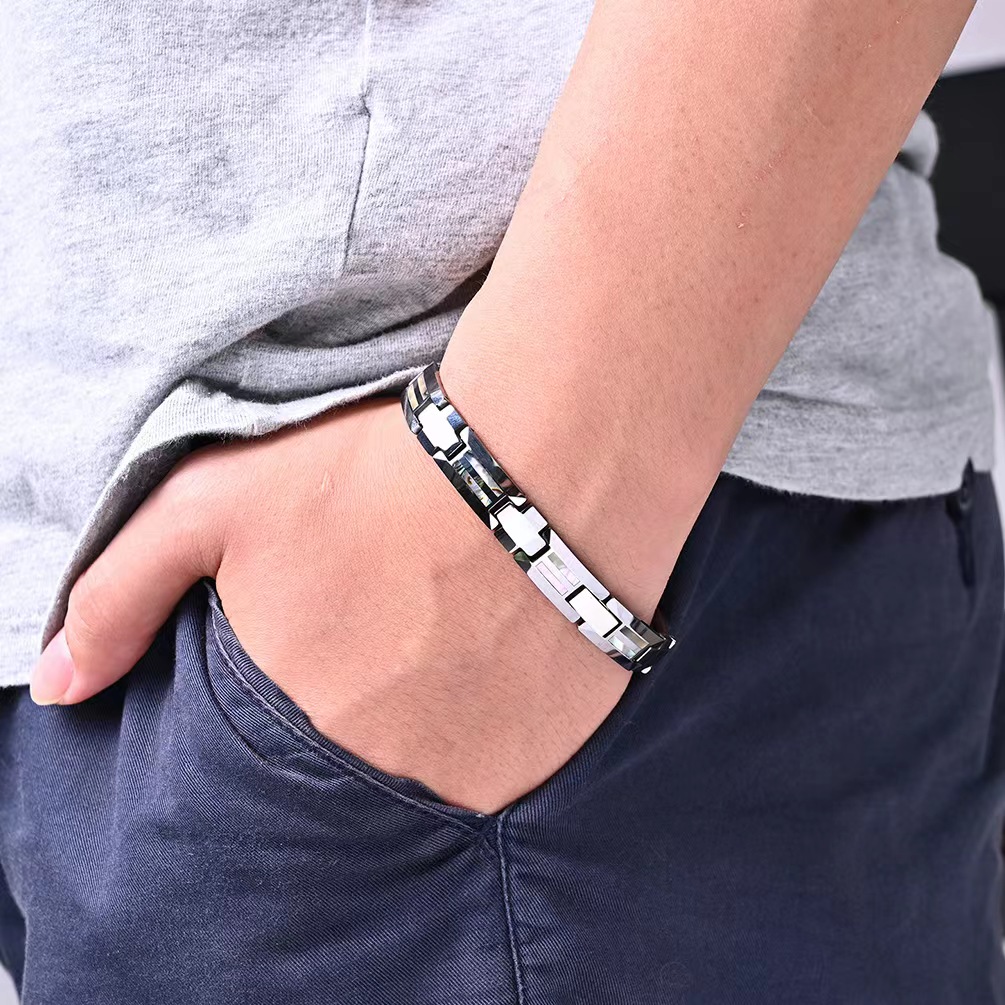 10mm havey punk pulseira de ce - Ceramic Link Bracelet avaliação e preço
