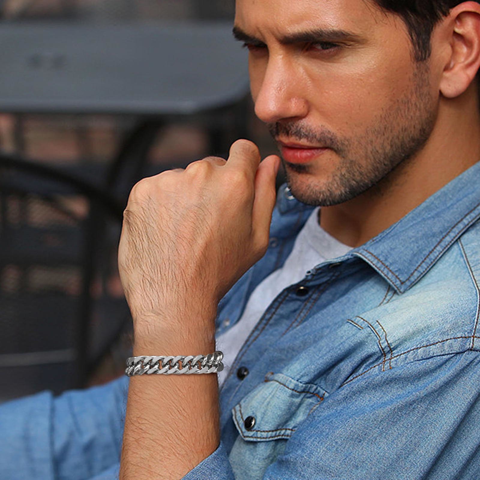 Pulseiras Masculinas de Aço In - Ceramic Link Bracelet avaliação e preço