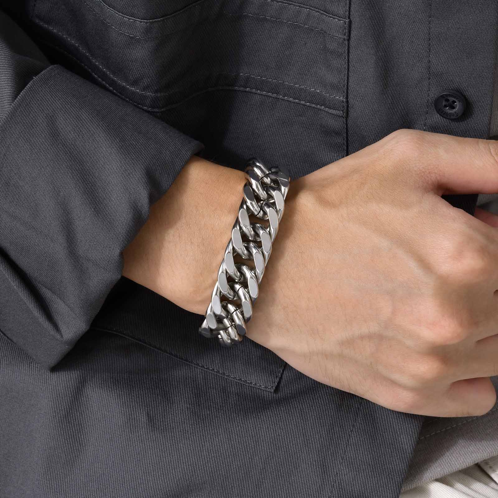 Pulseiras Masculinas de Aço In - Ceramic Link Bracelet avaliação e preço